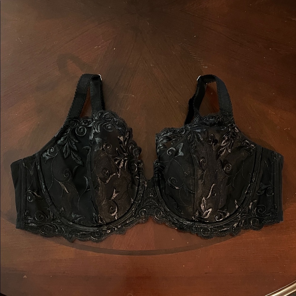 Elegant Black Lace Bra 40D Soma Balconet sheer NWOT goth lacy